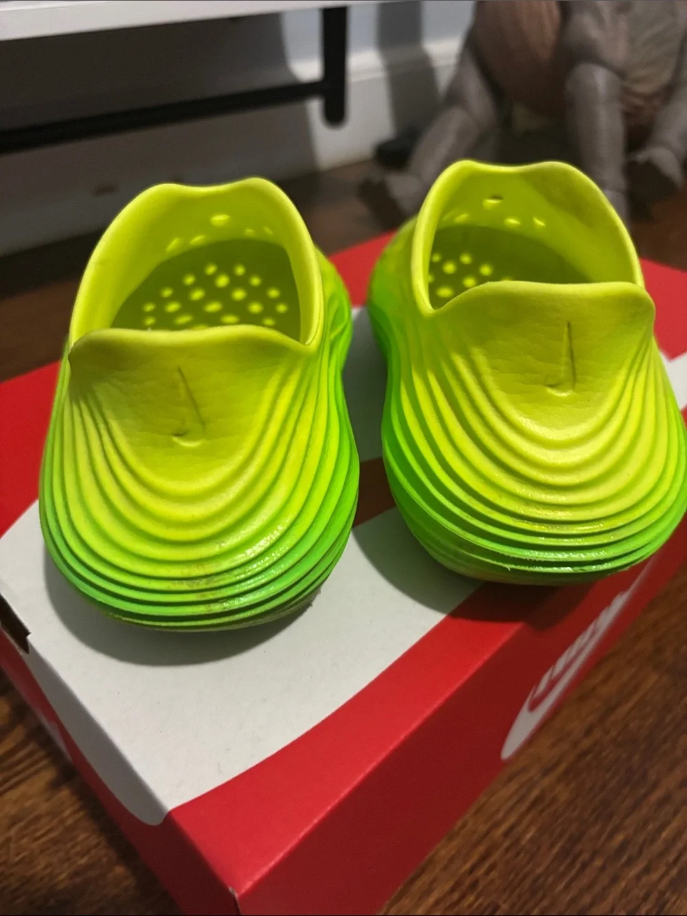 Nike Kids Neon Yellow Slip-On Water Shoes with Black Swoosh